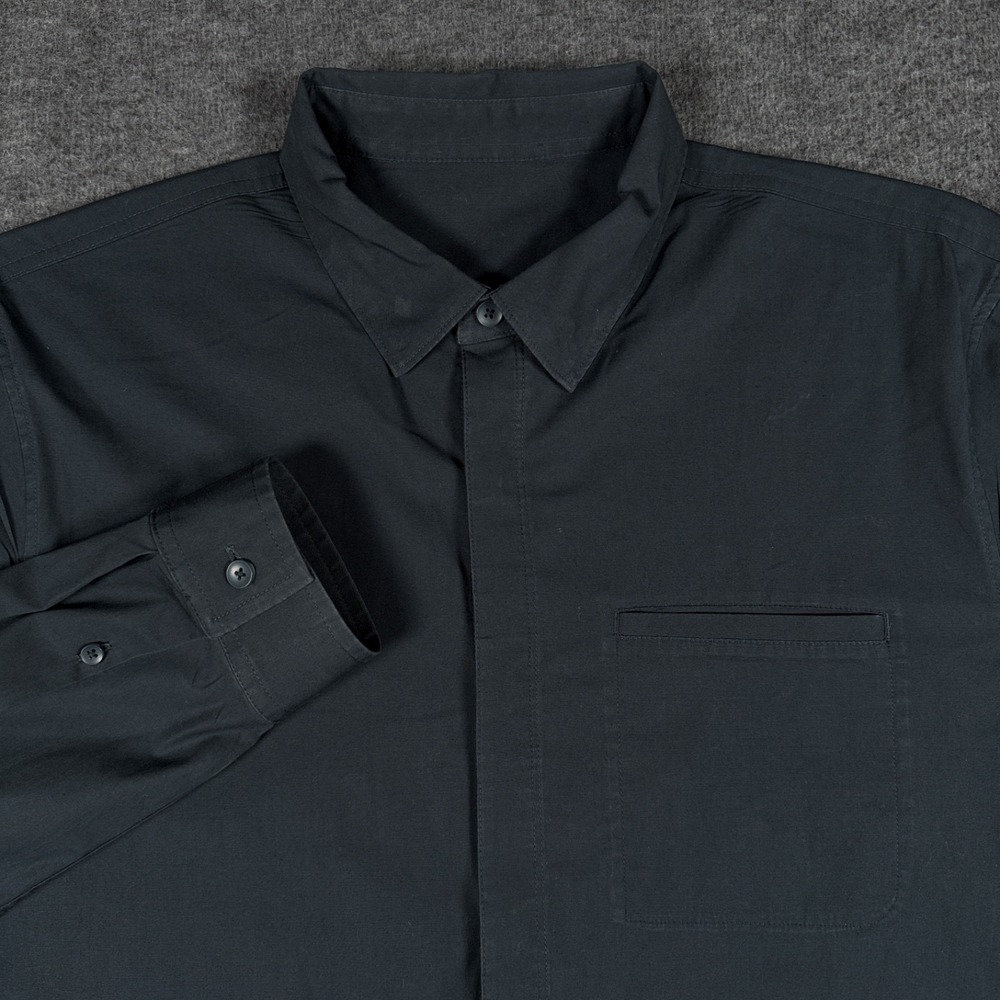 Lululemon Shirt Mens XL Black Hidden Button Up Long Sleeve Pocket Casual Stretch